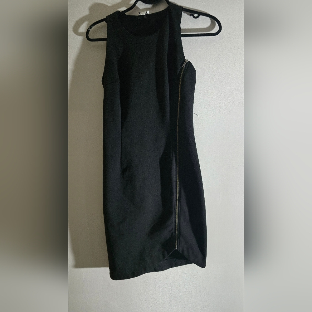 Dynamite Black Asymmetrical Dress with Zipper Detail